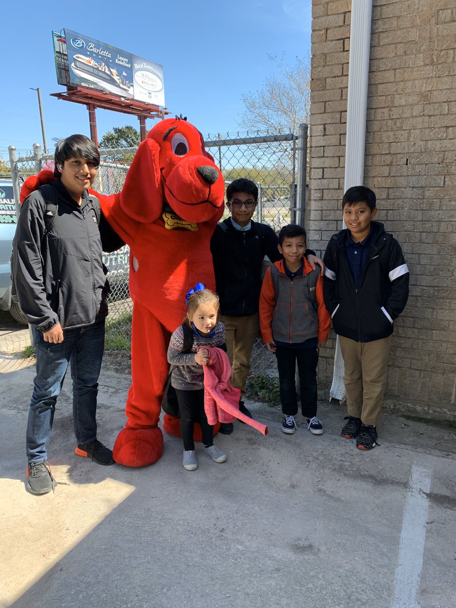 CedarsSchools's tweet photo. @CedarsSchools students were so excited to see Clifford today! I overheard a student tell their parent that they have to attend the PBL Showcase &amp; Book Fair next Thursday because Clifford is signing books! ❤️🐾@lily5437 @allyreichenau @Kvargasteach @VediaMiles https://t.co/rDawe4yW1L