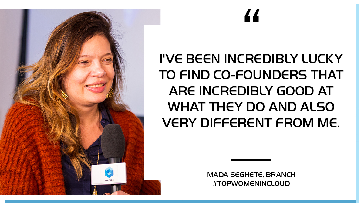 theCUBE's tweet image. Co-Founder Mada Seghete of Branch recounts how she became an entrepreneur.
@mada299 @branchmetrics @SoniaTagare @theCUBE #topwomenincloud #theCUBE #BranchMetrics #EnterpriseTech #WomeninTech #entrepreneur #Siemens @womensday  #IWD2020 #WomenInTech

video.cube365.net/c/924877
