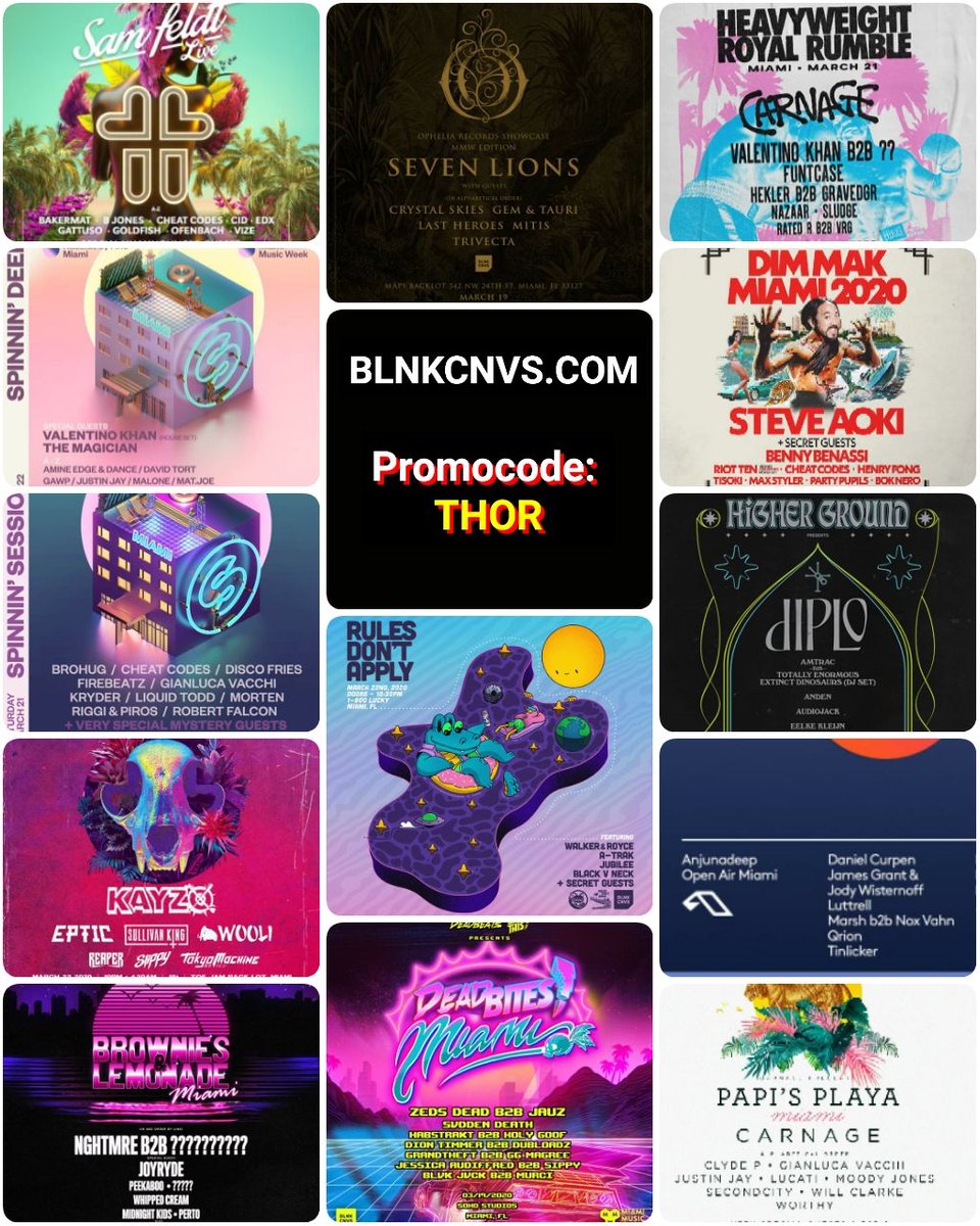 ThorPromotes's tweet photo. Promocode: THOR 
https://t.co/HcVFH7BhpB 
💰day!! Make sure to snag your tickets before they sell out, some shows at 90%!! 
#Sevenlions #aoki #carnage #diplo #ultra #zedsdead #nghtmre #anjunafam #kayzo #eptic #sullivanking
#ultra #ultra2020 #mmw #miamimusicweek #coronavirus https://t.co/1KzpiBxOqz