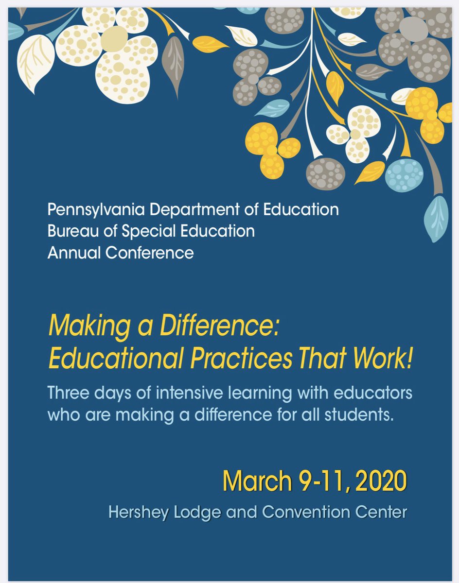 rgfogle's tweet photo. Can’t wait~ join us in Hershey!
#pdeconference
#MakingADifferenceInPA
#SpecialEducationInPA 
@pattanupdates https://t.co/aTuTf12yfM