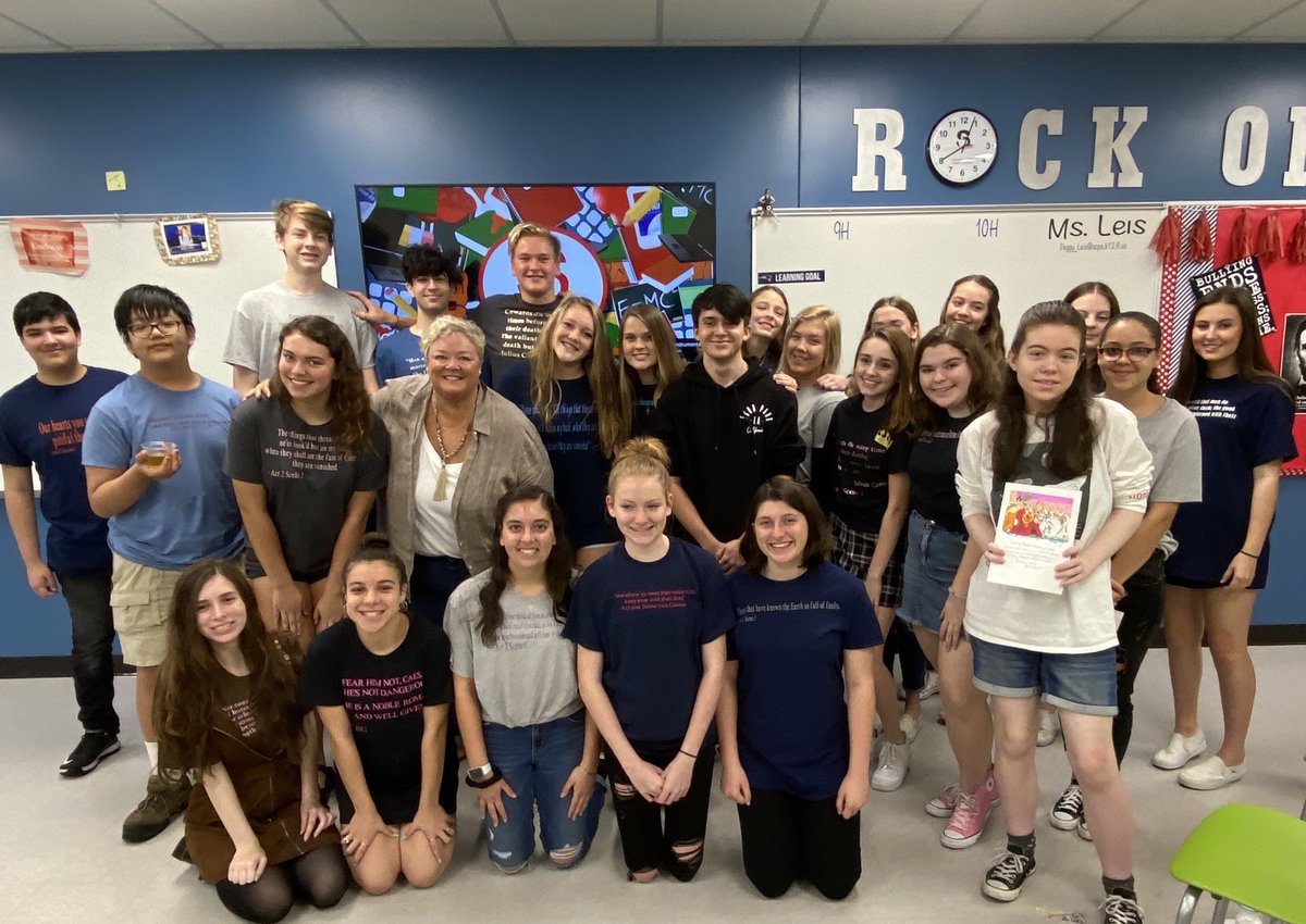 colwindt's tweet photo. Loving Shakespeare with one of Brantley’s Favorite - Ms. Leis!!!  Check out their shirts!!! Thank you Ms. Leis for going above and beyond for our students! https://t.co/aaGu9qhpZA