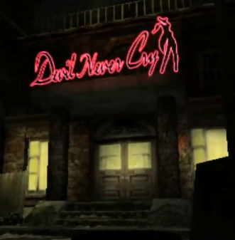 lavendersheeps's tweet photo. i still think it's really funny that the ending of dmc1 involves dante renaming his shop to "Devil Never Cry" and then it's never brought up again in any of the future games. like he had the name for a week and he was like "no you know what, this sucks. devil may cry was better" https://t.co/ZXNaIORtPj