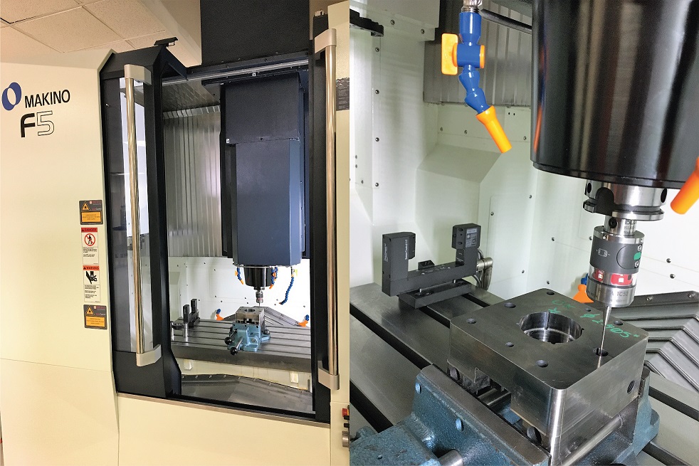 Blum_Novotest's tweet photo. #FridayFromTheField! Check out one of our installs this week on a @MakinoMachineF5. The #Blum #lasermeasuringsystem along with #TouchProbe are a great combo to equip your #cncmachine for #tool and #workpiece measurement. #measureXperts #focusonproductivity #inprocessmetrology https://t.co/pZ3CE9TPSp