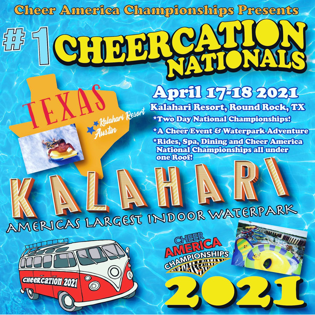 #1 The Nationals you don’t want to miss!! 
😁CHEERCATION NATIONALS 2021😁

Visit: cachampionships.com/2020-2021-ince… 

for all the information on our incentives, as well as information on Kalahari CHEERCATION NATIONALS
🦒🐘🐆🏄🏻‍♂️⛱🎡
 #cheeramerica #cheer #dance #worlds2021 #theonefinals
