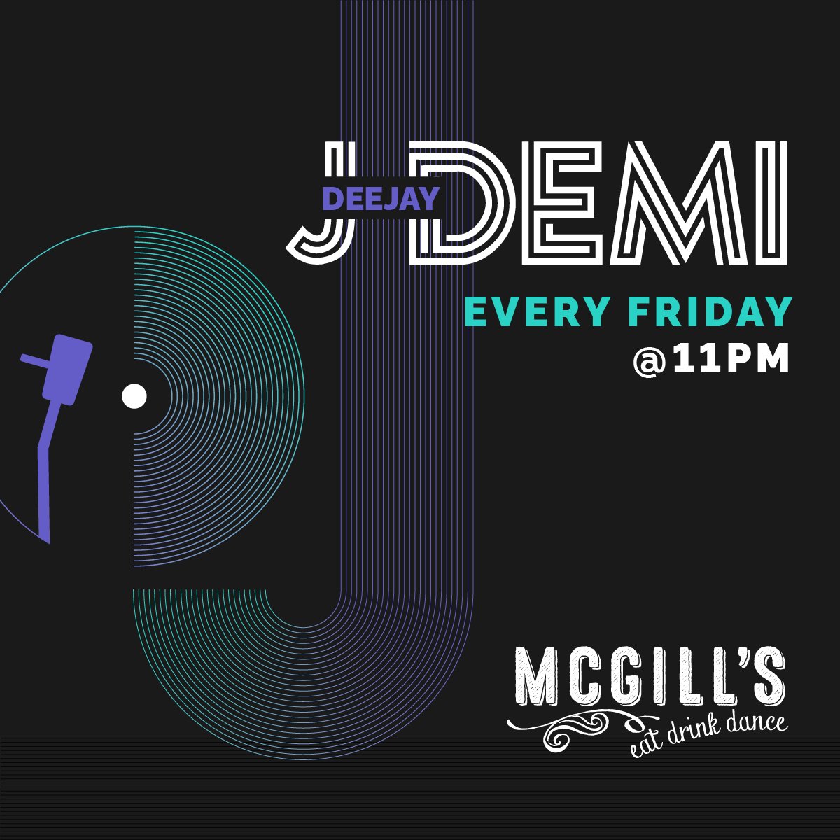 Tonight, Dj J-Demi is here! Join us for a great night! 💃We are looking forward to dancing with you Saint John!

#McgillsSJ