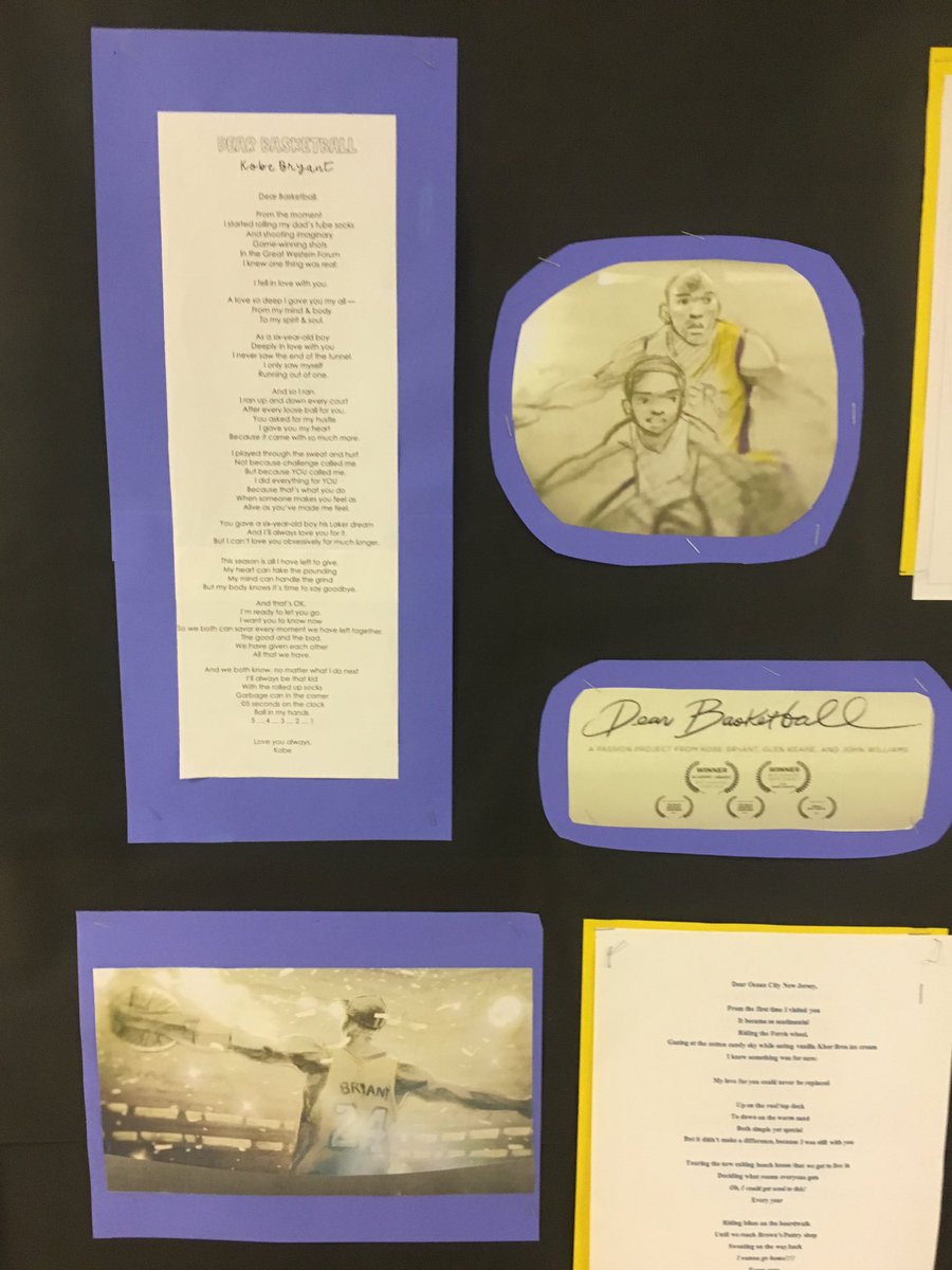 After reading <a href="/kobebryant/">Kobe Bryant</a> ‘s poem &amp; watching his Oscar-winning short film, Dear Basketball, <a href="/CBGaymanES/">George G. Gayman Elementary</a> 6th grade students wrote poems dedicated to something impactful in their own lives.