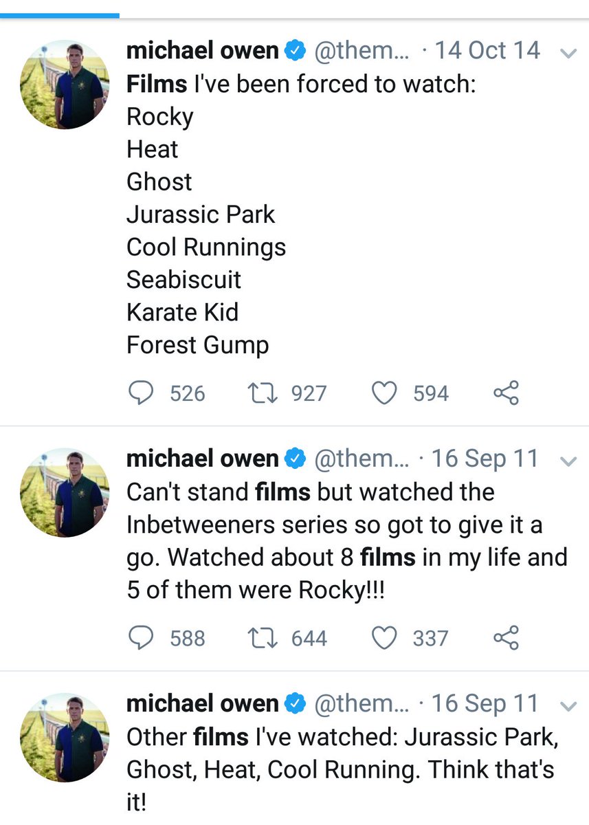 For a guy who hates films, Michael Owen sure does watch a lot of films