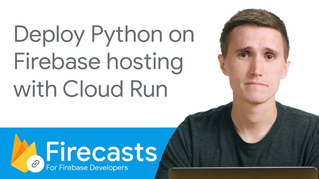 Firebase's tweet photo. Looking to run server code on Firebase Hosting? ๐๐ฅ
On this episode of #Firecasts, @_davideast uses Firebase Hosting and Cloud Run to host a Flask server. Find out what Cloud Run is, how you can deploy Python on Firebase Hosting, and more!
Watch now โ https://t.co/olSFN2SFej https://t.co/6AIMaNqZPM