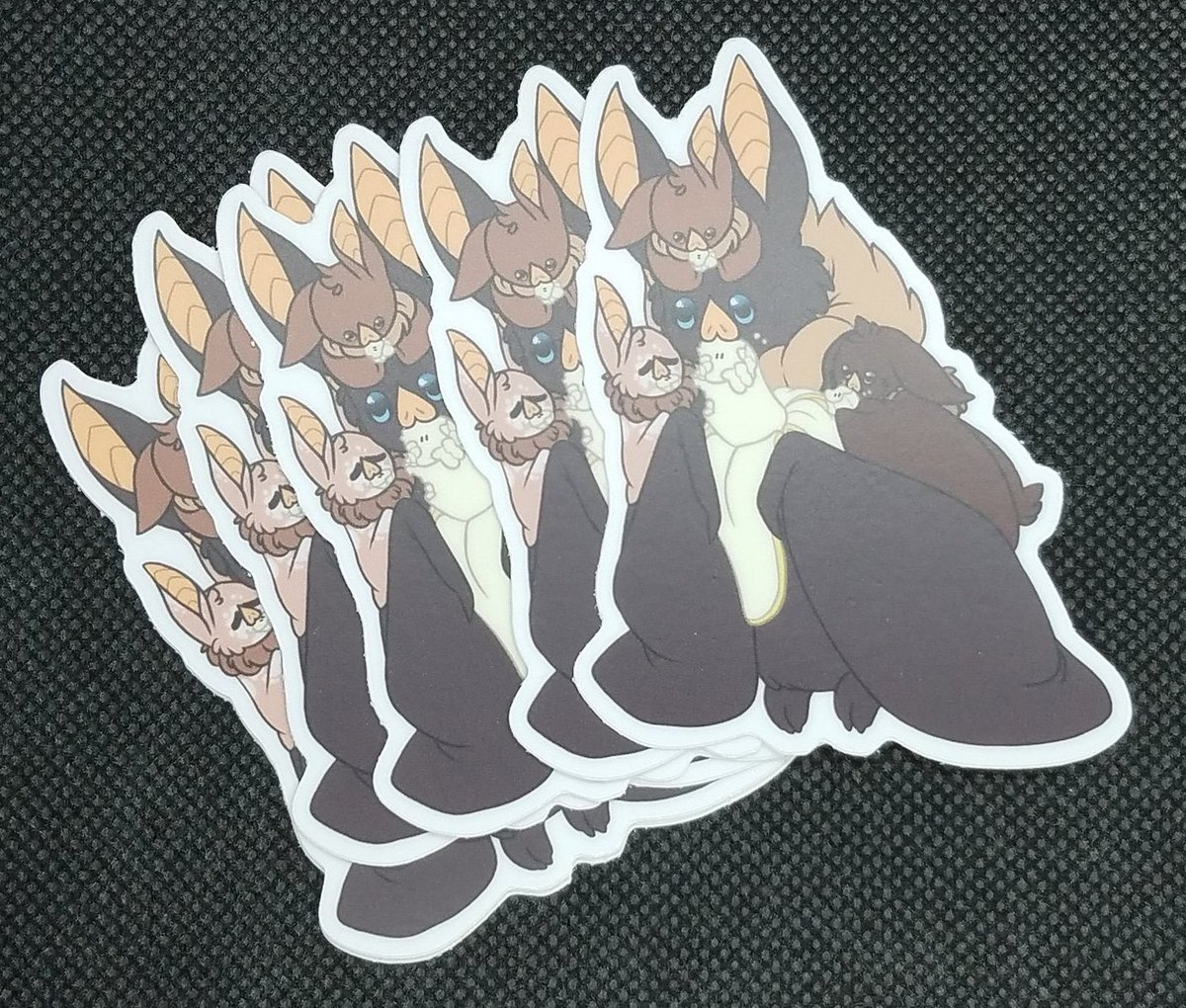 KosmicMatter's tweet photo. Products are almost 100% complete. Waiting on prints, packaging and they all should be good to ship to their new homes.💖 #stickers #hardenamelpin #kosmicmatter #enamelpin #bat #cute #cuteanimals https://t.co/j5n8VMjtV3