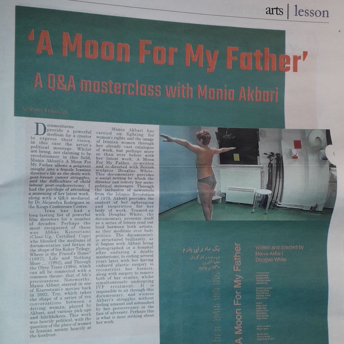 GWWCentre's tweet photo. ๐ข๐ฐ#ReadAllAboutIt! Great review in current edition of @thegaudie of last month's @viewabdn Film Screening and Q&A Masterclass @aberdeenuni with @moonformyfather (Mania Akbari)! #onlyinabdn #FlashbackFriday @AberdeenCC @UoA_LLMVC @UoA_WhatsOn @StudentLifeUoA https://t.co/hloA0YaJ82