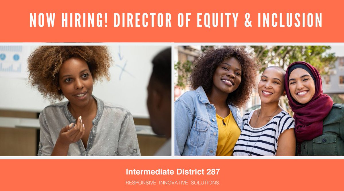 Apply to be our Director of Equity &amp; Inclusion <a href="/District287/">Intermediate District 287</a>  and join our team of educators who make a difference in advancing racial equity and producing equitable student outcomes every day!

district287.org/about-us-2/job…

#makeitajobyoulove #287edchat #hiring #RacialEquity