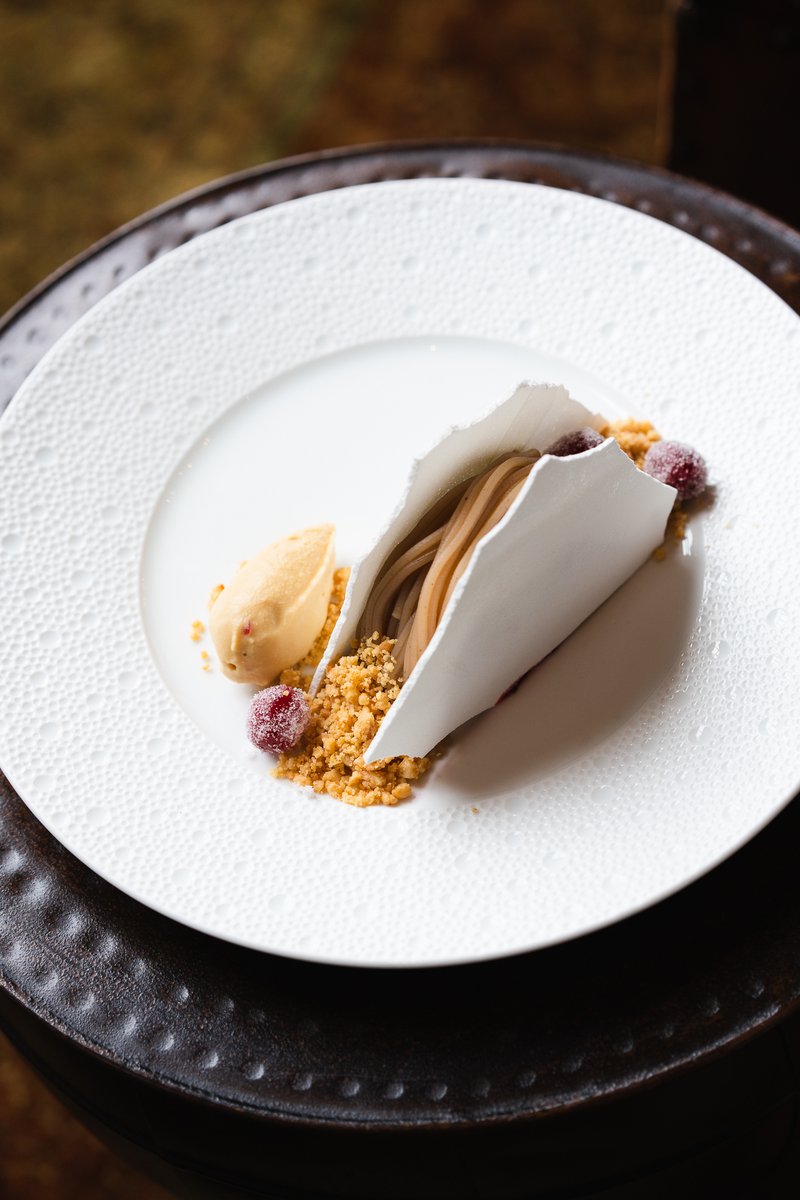 bandofbohemia's tweet photo. New to our #dessert menu | Almond Cake and Cranberries
(cranberry compote, almond and apple-butter cake, blackstrap rum ice cream, chestnut) https://t.co/t2MZGr4ite
