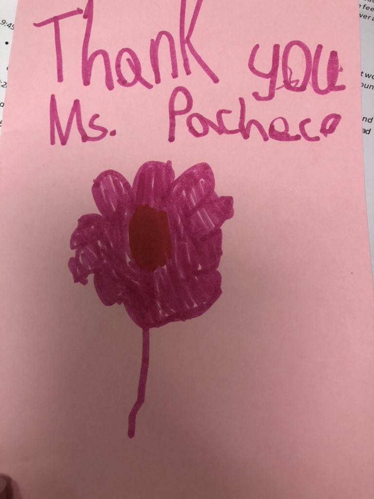 MsPacheco4's tweet photo. Such a beautiful thank you card I received this morning, with evidence of learning inside!! I love my job and love inspiring students every day, thank you to all my grade 1s for inspiring me to inspire you! 💕 https://t.co/oNHs1Ei6Mb