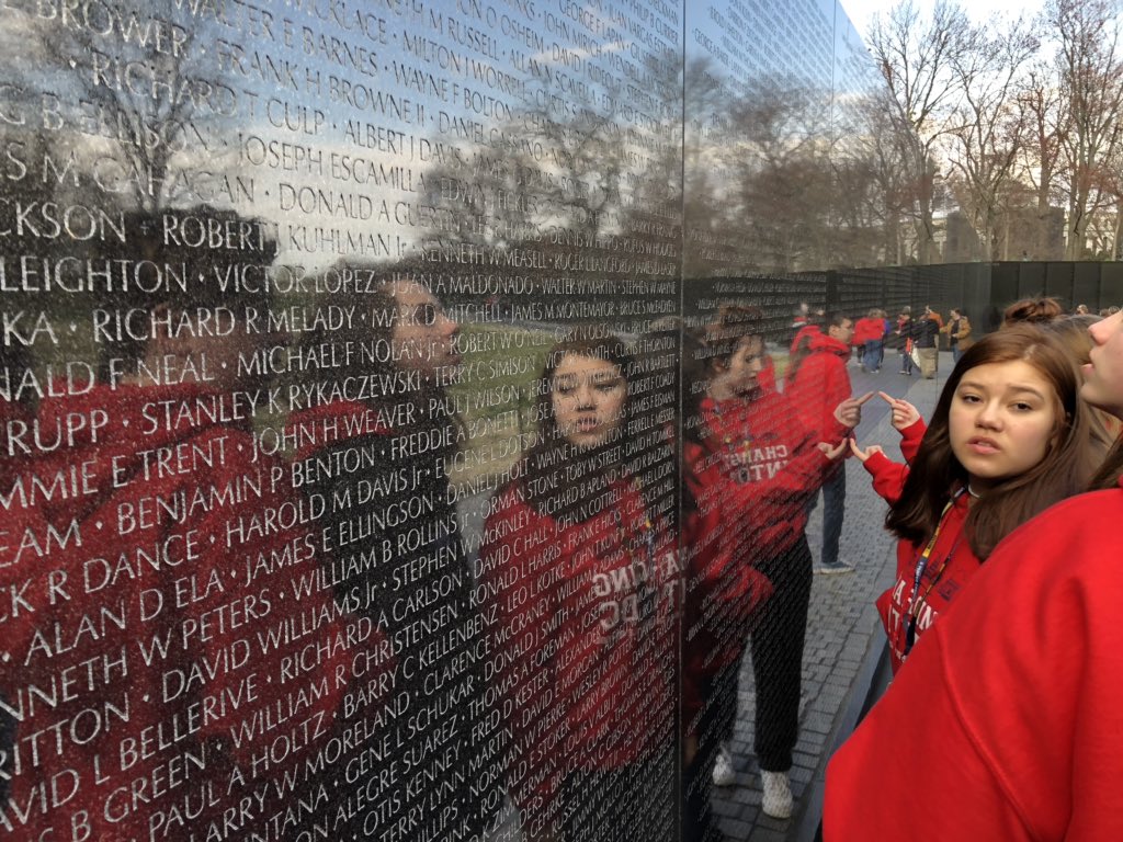 turleydw's tweet photo. Last stops in DC for @AFMSChargers buses 4 and 5 are the big three: Korean Memorial, Lincoln Memorial, and Vietnam Memorial. It’s been a great couple of days full of fun, learning, touring, and walking. We are now on our way back home! #chargingintoDC https://t.co/BUyqNMROTQ
