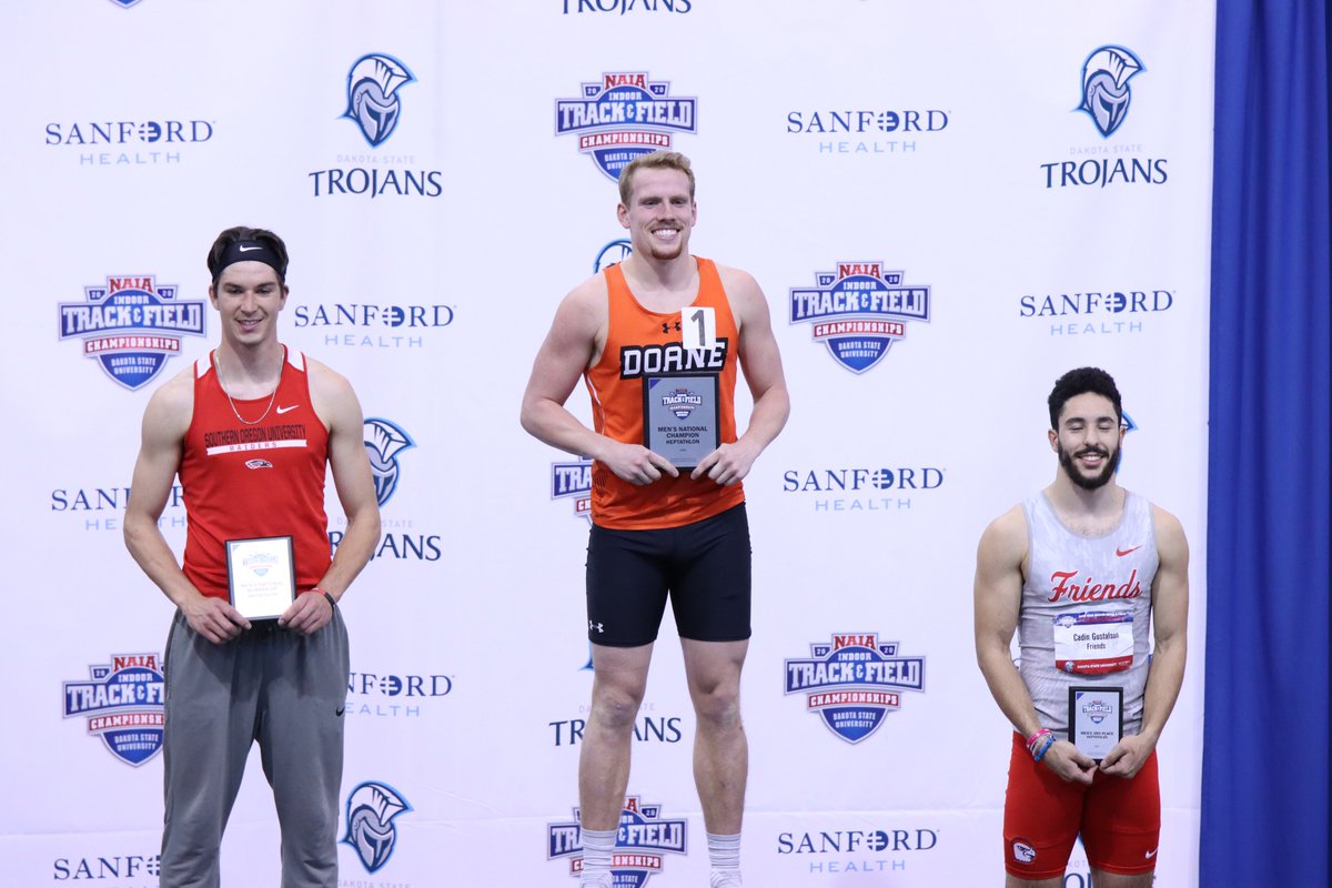 NAIA's tweet photo. Levi Sudbeck (Doane) completes his comeback, defends his national championship in the heptathlon, 5,051pts. @DoaneAthletics #NAIATrack #PlayNAIA https://t.co/WW8XMeVNlU
