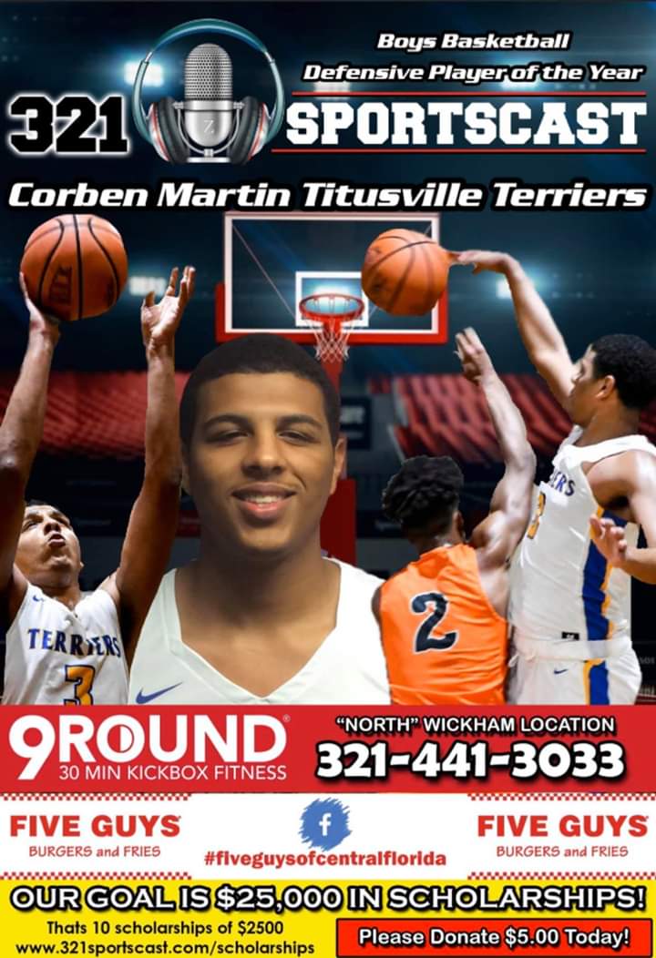 321sportscast's tweet photo. 321SPORTSCAST AND THE BREVARD SCHOLARSHIP ATHLETIC FUND NAMES @titusvillehoops SENIOR @realcorbb813 MARTIN DEFENSIVE PLAYER OF THE YEAR:
Congratulations to Titusville senior Corben Martin on being named the #321SportsCast @9Round and @FiveGuys Defensive Player of the Year. https://t.co/Yeheg3eJ3q