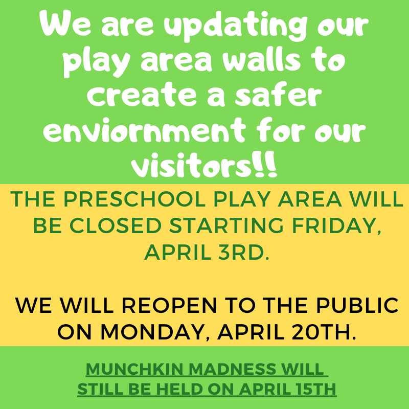 We have some updates to our upcoming open hours.  This includes the area being closed for 2 weeks in April.  We will be in the process of replacing the barrier walls and gates with a more permanent structure.  We apologize for any inconvenience.