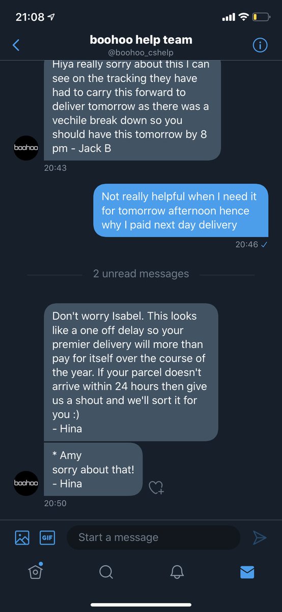 Seems my missed delivery isn’t really important to <a href="/boohoo_cshelp/">boohoo help team</a>