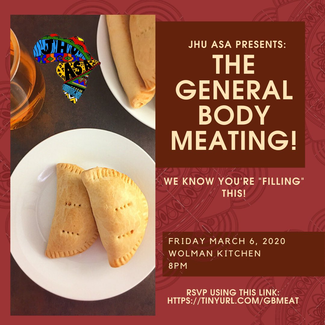 JHUASA's tweet photo. ‼️You already know what’s going down TONIGHT! Show up, learn a skill and have a good time‼️

*RSVPs are closed and people who RSVPed will be prioritized in distribution of ingredients, but still come through! https://t.co/kJQ2l6vELR