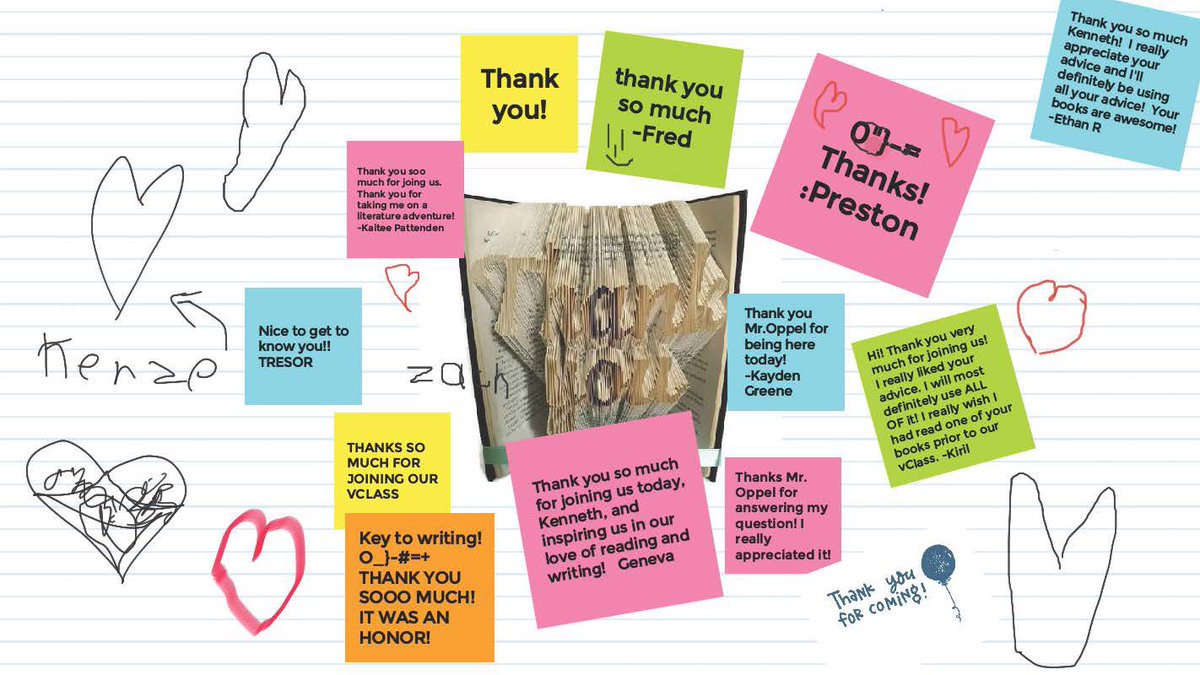 GenEBUSacademy's tweet photo. Thanks again @kennethoppel for a fabulous online session with our @EBUSAcademy and students, so much literary inspiration for these excited kids! Here’s a little something they put together for you. @sd91bc https://t.co/mrUaI4naqx