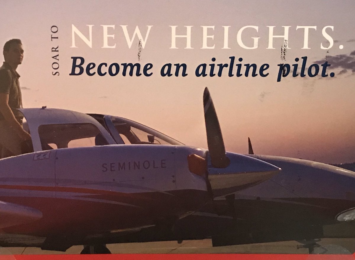 CaptainTimAA's tweet photo. Sigh.  So a nearby university just sent me a flyer today to see if I wanted to take their training to “become an airline pilot.”  🙄-👨‍✈️Tim https://t.co/XQYsazQVNd