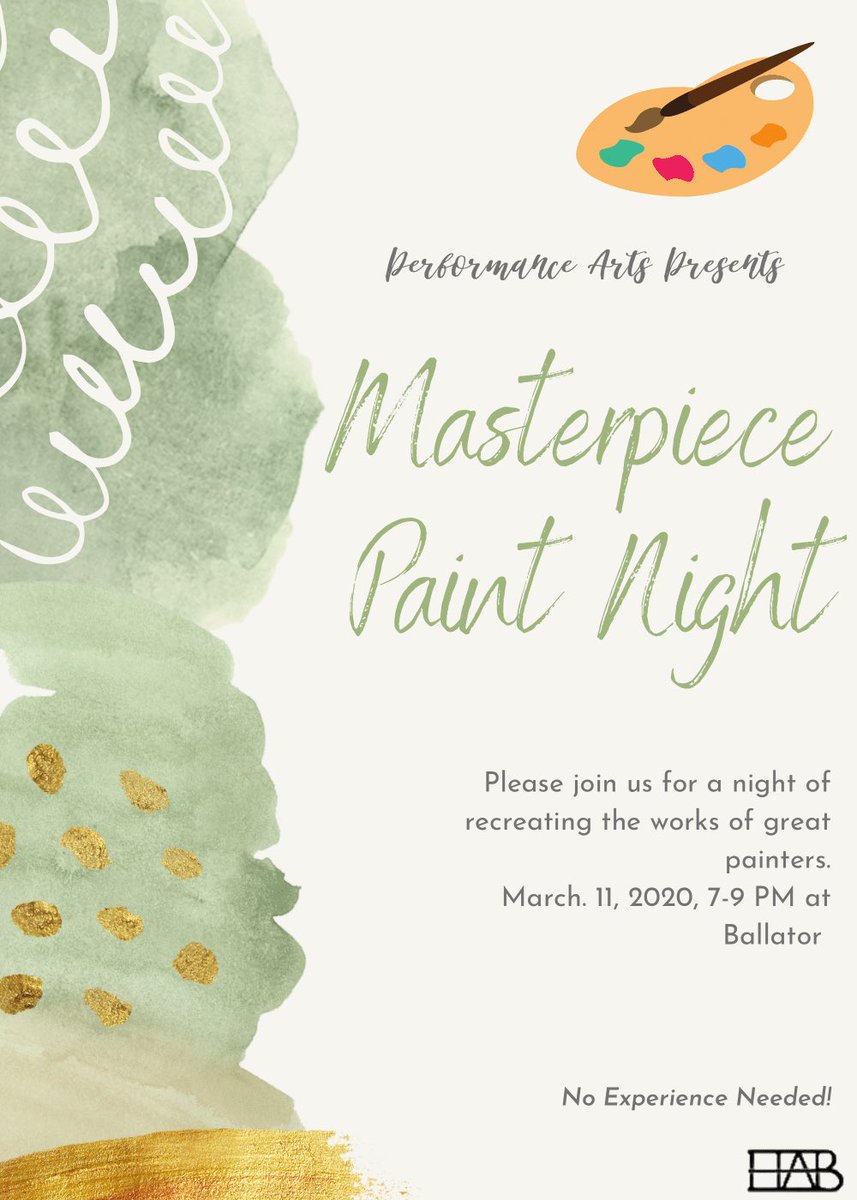 HollinsHAB's tweet photo. Unleash your inner artist at PAINT NIGHT! Come and join HAB for an artistic night filled with some of your favorite artist in Ballator @7pm March 11!!!🎨🧑‍🎨👩‍🎨👨‍🎨 https://t.co/J9qU0fTq7R