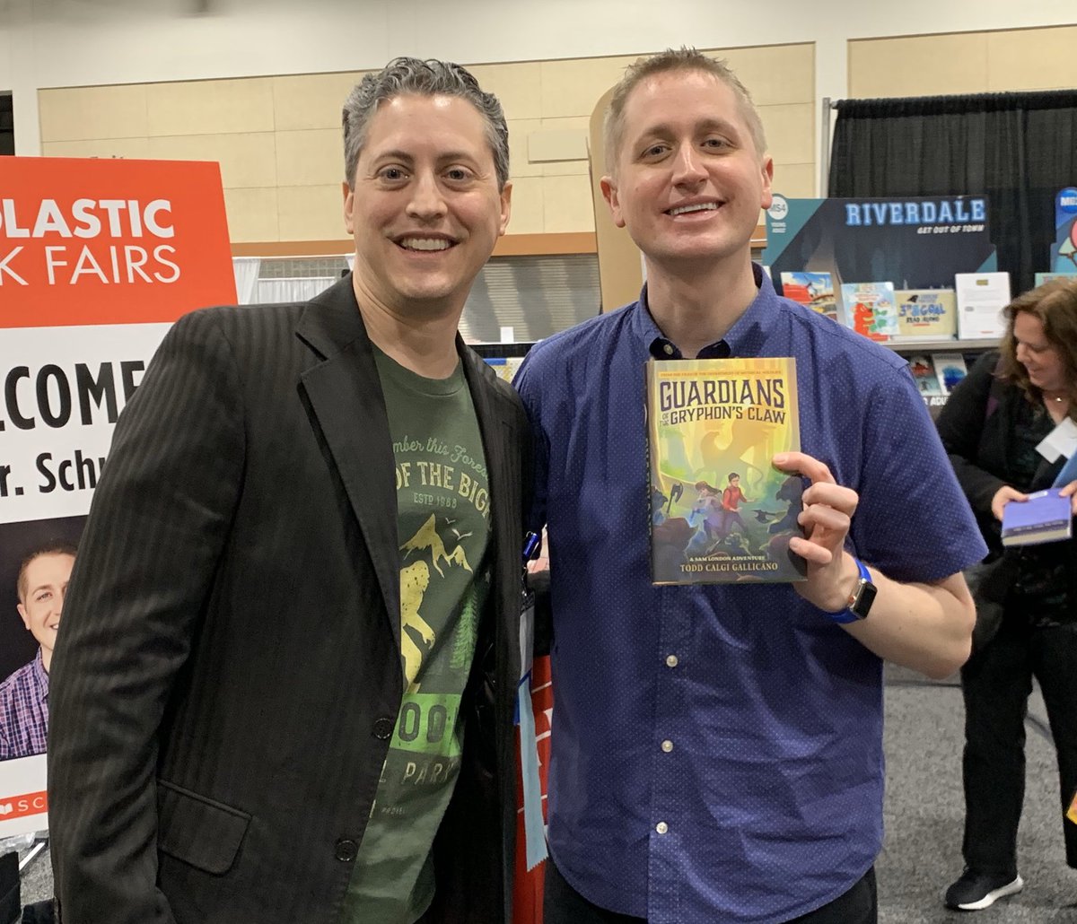 toddcg's tweet photo. Signing books at #SCASL20 and had the chance to meet the amazing @MrSchuReads! 😃 #mythicalwildlife https://t.co/7HrEfqmeoq