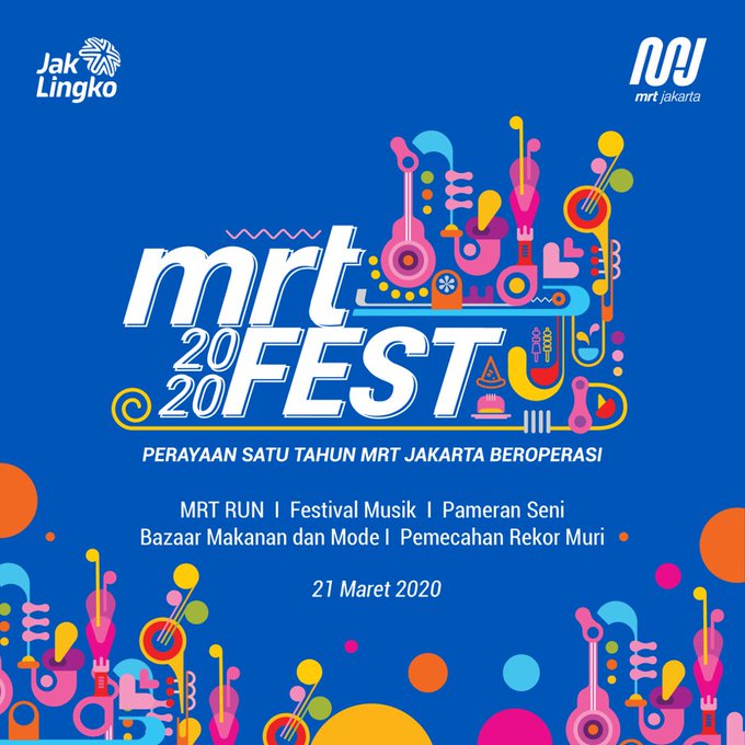 infocarfreeday_'s tweet photo. Halo teman @mrtjakarta,
Rayakan bersama satu tahun hadirnya MRT Jakarta di MRT Fest. Sabtu, 21 Maret 2020, di Plaza Timur Gelora Bung Karno.
Acara festival musik, MRT RUN, pameran Seni, Bazaar Makanan, Mode, Area Anak dan Keluarga.
#eventrun #mrtfest2020 https://t.co/PVvXmibRgP