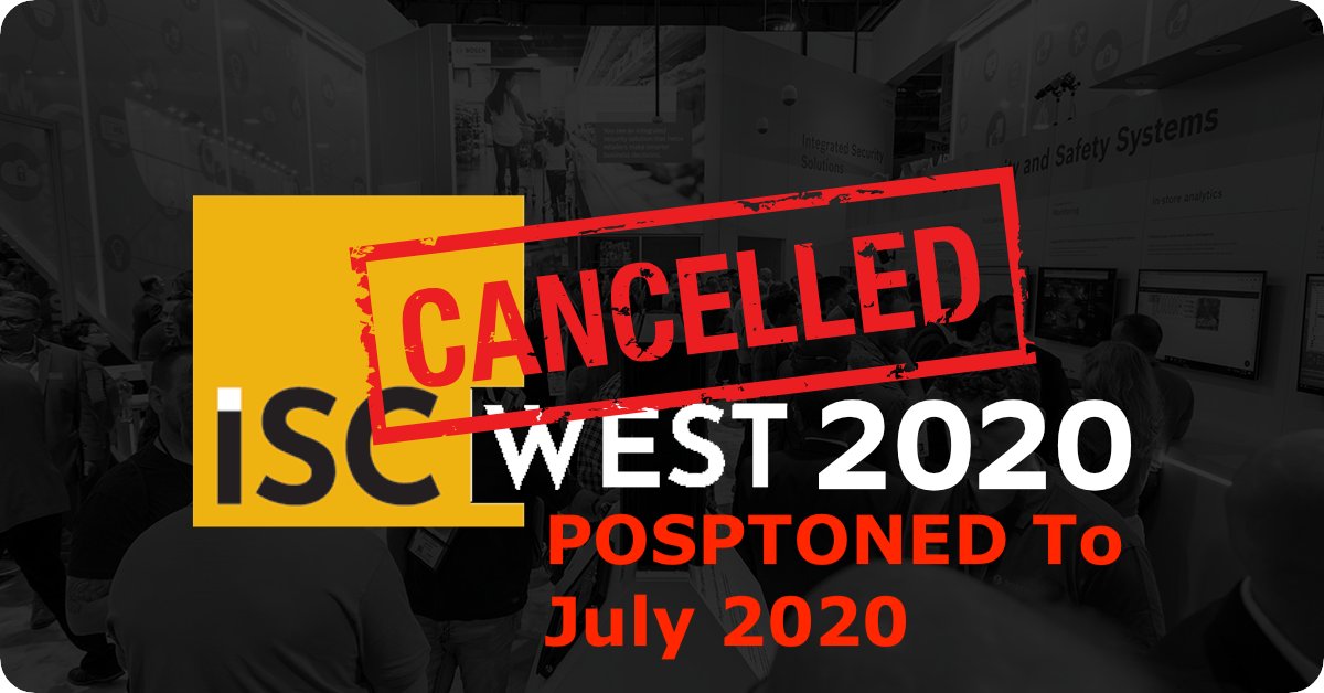 ipvideo's tweet photo. ISC West March 2020 Cancelled, Postponed to July 2020 https://t.co/oGDEzvYutO

2 days ago @willwise2028 and @SIAonline were adamant about not cancelling nor postponing, now they cave to pressure https://t.co/9CR0KVz6KD