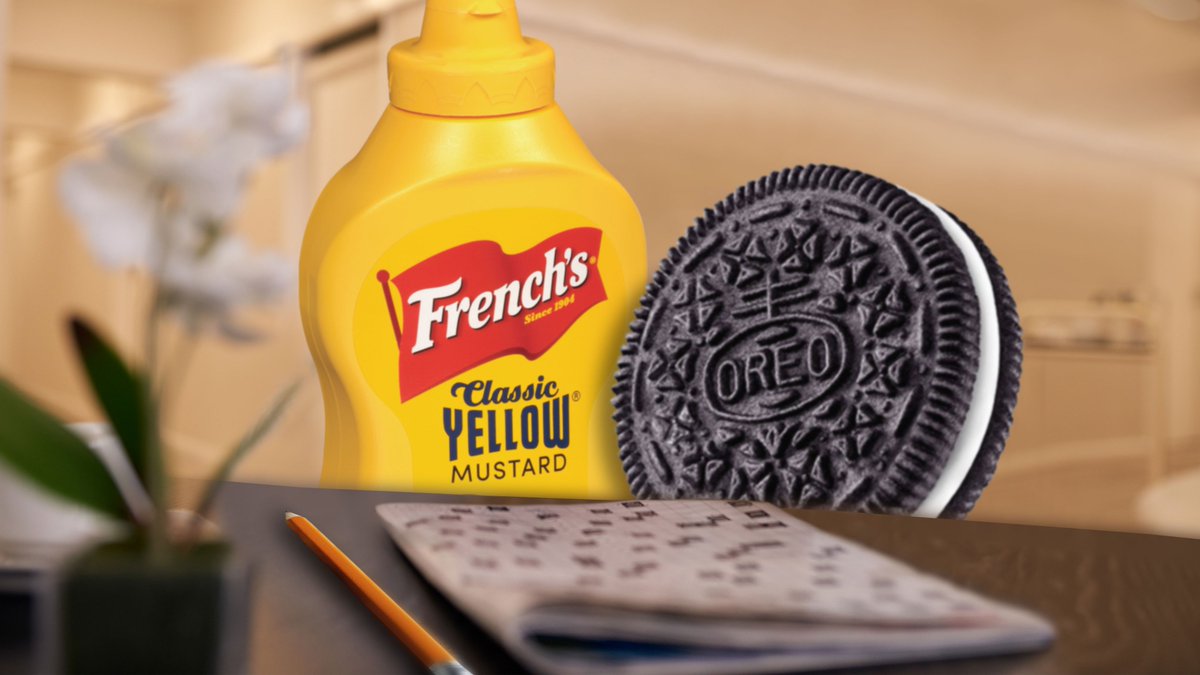 Frenchs's tweet photo. Remember that time we did a crossword puzzle and everyone thought we didn't go together. 😘 Happy Birthday @Oreo! #NationalOreoDay https://t.co/nGOf3LZL7V