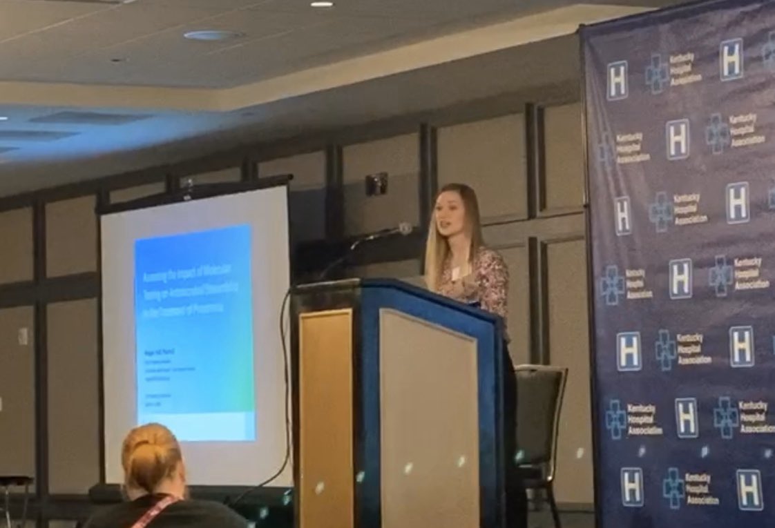 I’m so grateful to have had the opportunity to speak about my project for the @SIDPharm Antimicrobial Stewardship Certification today at @KYHospitals’s Quality Conference! #antimicrobialstewardship #rapiddiagnostics #pharmacist #interdisciplinary #pharmacyresident