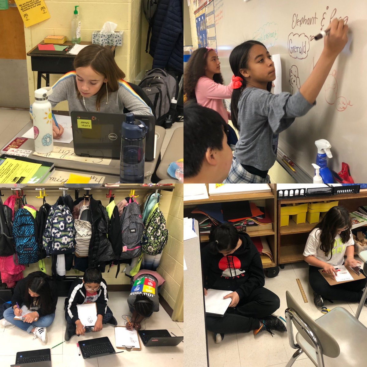MrsJCyr's tweet photo. The best way to wrap up #ReadAcrossAmerica week on this rainy Friday? Creating our own Piggy and Elephant drawings! #hearmeroar #5thgradersrock @FeinsteinMrs @mrsjeffers_JJES @JJESOwls https://t.co/4uR9YQBVuF