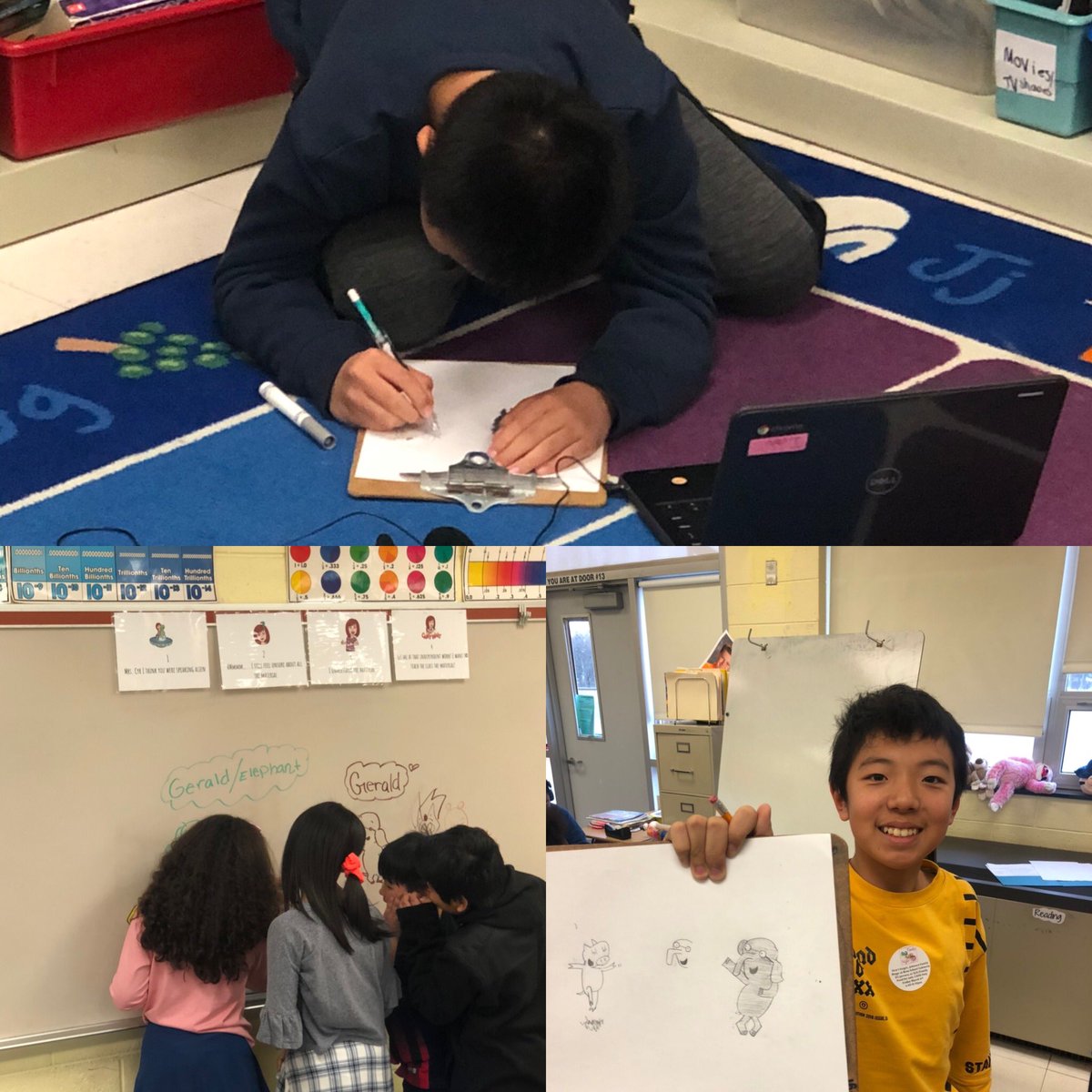 MrsJCyr's tweet photo. The best way to wrap up #ReadAcrossAmerica week on this rainy Friday? Creating our own Piggy and Elephant drawings! #hearmeroar #5thgradersrock @FeinsteinMrs @mrsjeffers_JJES @JJESOwls https://t.co/4uR9YQBVuF