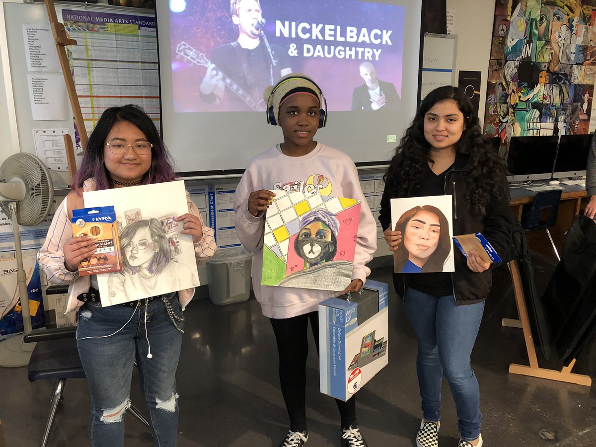 Pre-AP Draw II portrait contest winners.  Deanne Nguyen, Stephanie Jackson, and Dikchhaya Karki.  Great job Panther Artists!!!
