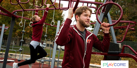 PlayCoreNews's tweet photo. Krista Gwilliam, the Assoc. Dir. of Programs for Recreational Sports at Virginia Tech, said their Fitness Park "encourages accidental play, which is exactly what we were looking for in the residential quad." #FeatureFriday #NDSPlayCore #NDSFitness #healthandwellness https://t.co/b90fhjlB2I
