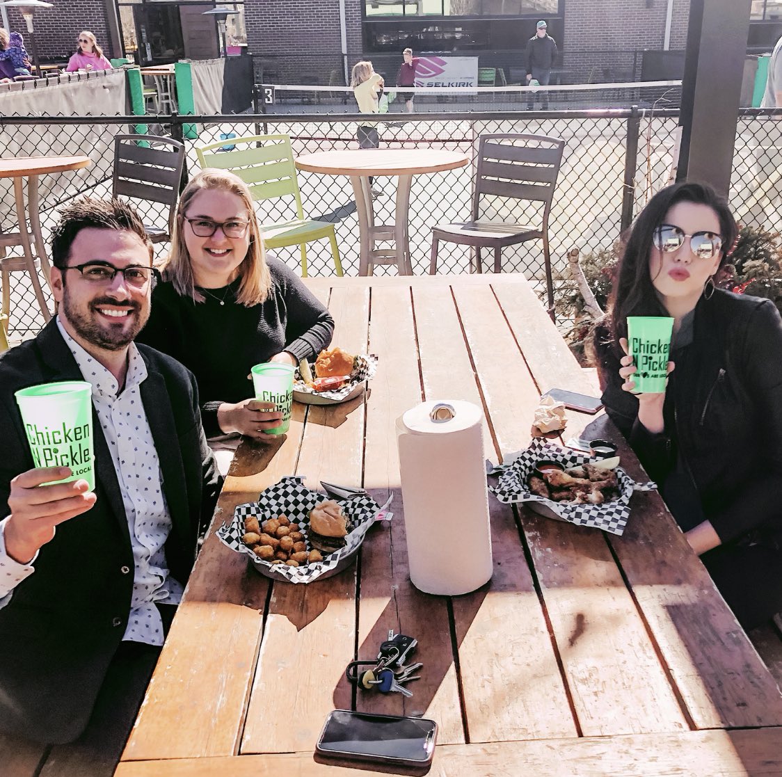 MakeDigitalKC's tweet photo. The chicken may have crossed the road, but no one walks by Chicken N Pickle and doesn’t stop in for some lunch! @ChickenNPickle https://t.co/Ujikl9obvZ