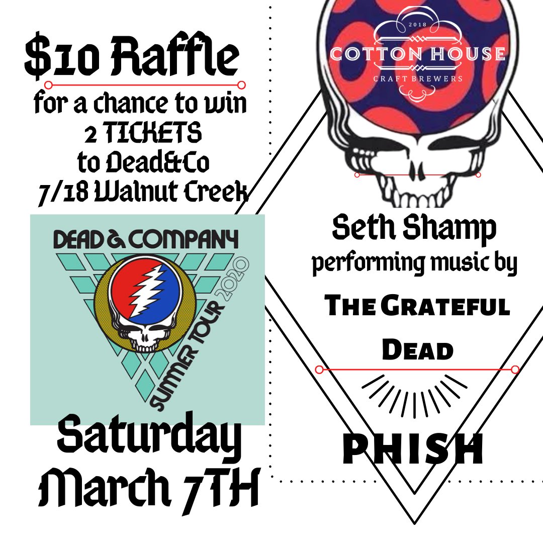 Cotton House Craft Brewers (@cottonhousebeer) on Twitter photo Saturday! Want to see <a href="/deadandcompany/">Dead & Company</a> for $10 this summer in Raleigh?! Join us tomorrow at 7PM! Saturday! Want to see <a href="/deadandcompany/">Dead & Company</a> for $10 this summer in Raleigh?! Join us tomorrow at 7PM!