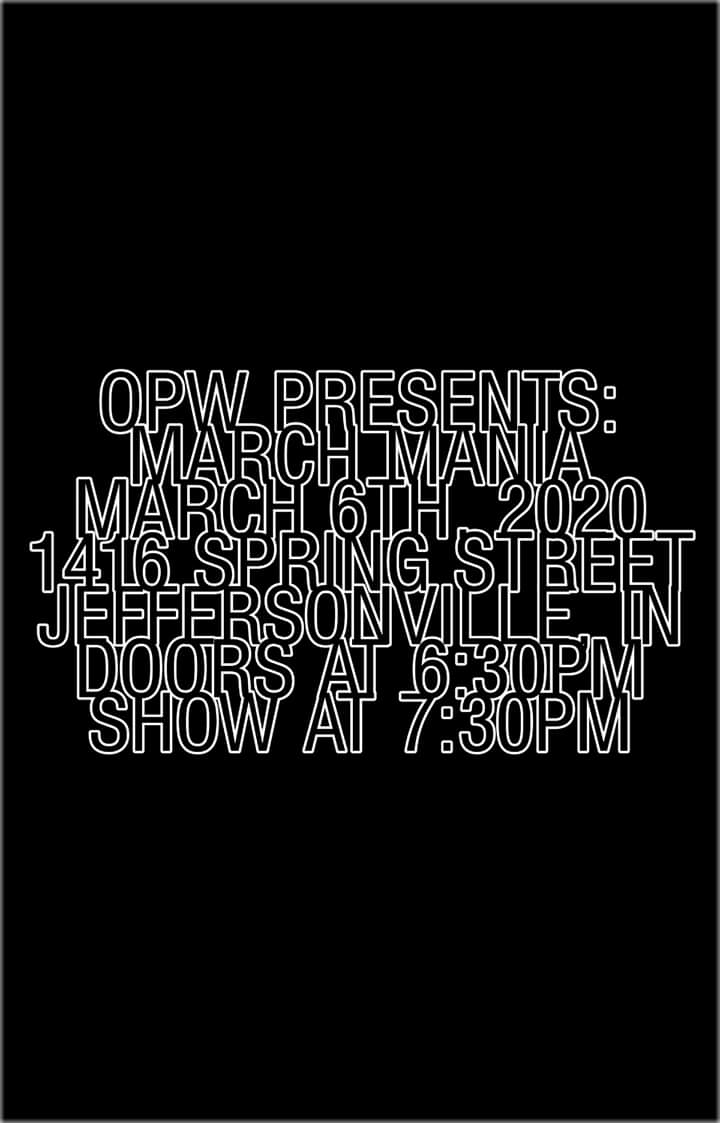 The ArenA (@thearena1416) on Twitter photo WHAT: <a href="/OptimumPW/">Optimum Pro Wrestling</a> presents "March Mania"
WHEN: TONIGHT
WHERE: The ArenA
1416 Spring Street
Jeffersonville, Indiana
ALL Tickets: $15.00
Doors Open: 6:30pm
Bell-Time: 7:30pm WHAT: <a href="/OptimumPW/">Optimum Pro Wrestling</a> presents "March Mania"
WHEN: TONIGHT
WHERE: The ArenA
1416 Spring Street
Jeffersonville, Indiana
ALL Tickets: $15.00
Doors Open: 6:30pm
Bell-Time: 7:30pm