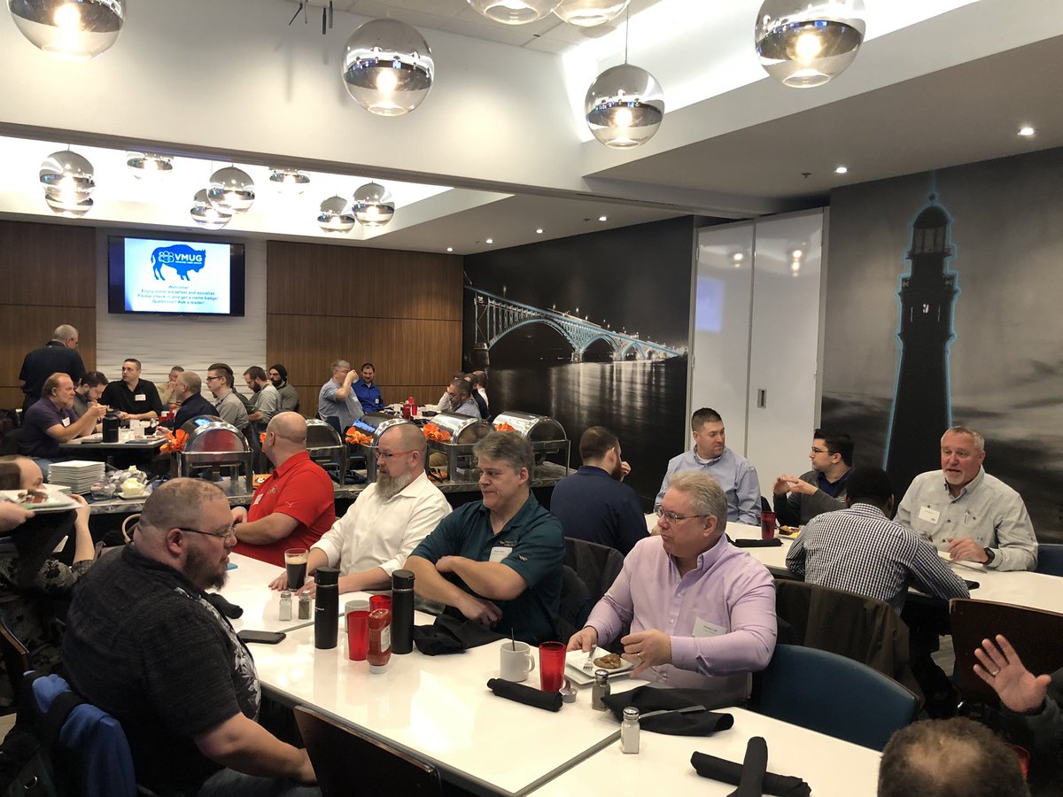 RichardKenyan's tweet photo. Our #vCommunity loves their HOT BREAKFAST in the morning at @BuffaloVMUG #BuffaloVMUG @DaveandBusters
Just look at all that #vBacon!
Kicking things off this morning was @Virtual_Tom. We all were too busy with our bacon to snap a pic ๐ https://t.co/QrlfZTCRp6