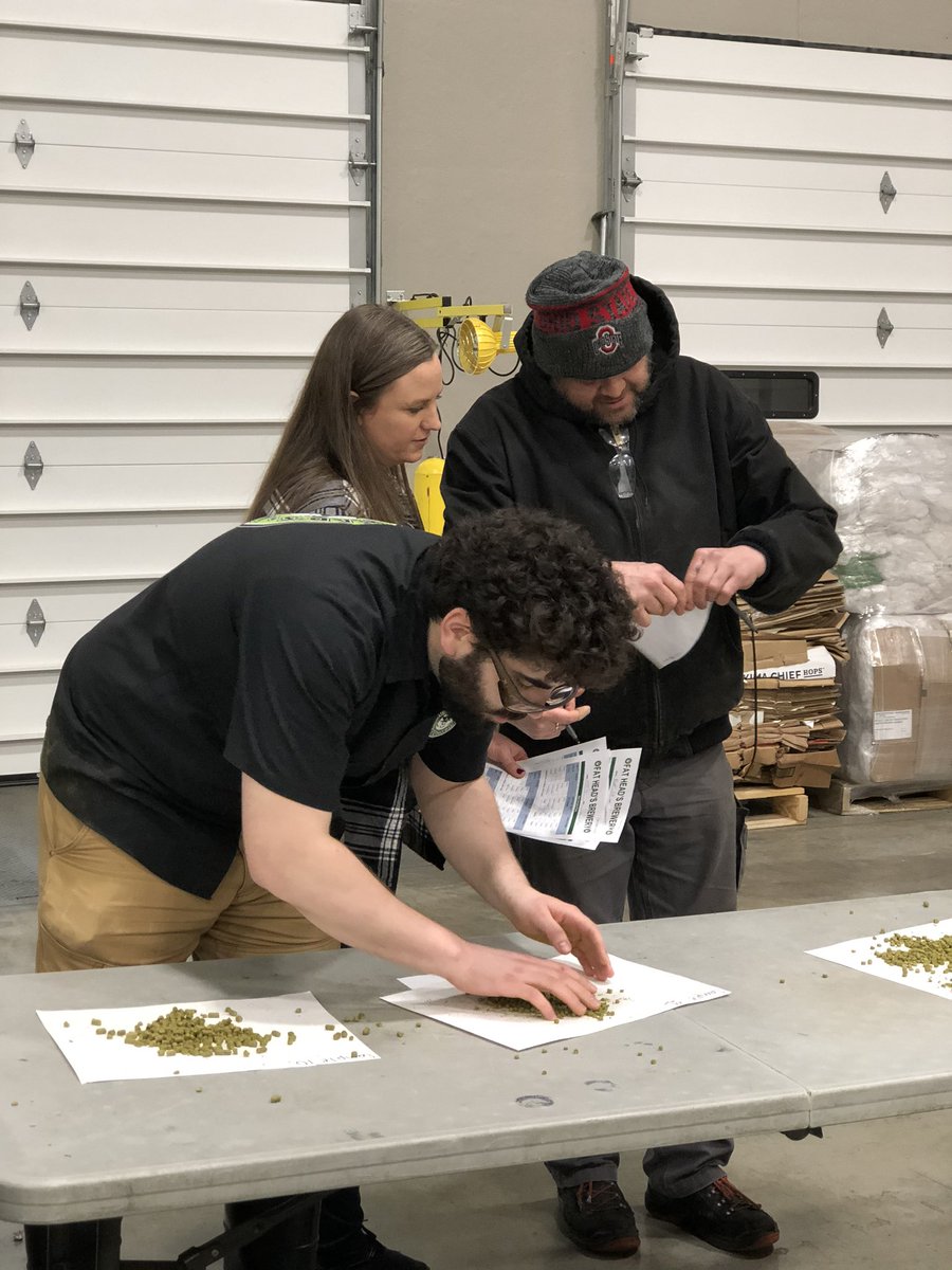 FatHeadsBeer's tweet photo. Our Head Hop Sorcerer Julie led a Hop Evaluation with our Brew Crew today! Even better? Today is #NationalEmployeeAppreciationDay 🍻 We would not be here without this amazing crew (and the rest of the team that makes us Fat Head’s)! #HeedyTeamWork https://t.co/cPb1jQb4WP