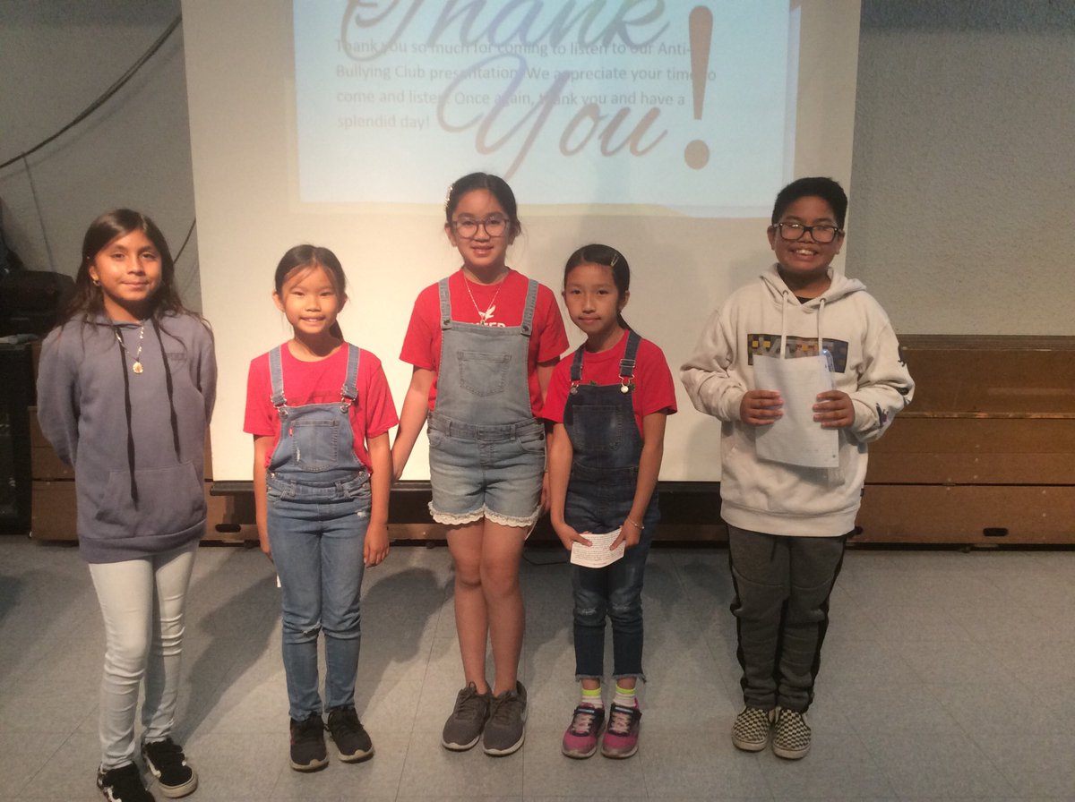 This fabulous group of 5th graders have created an anti-bullying club.  Today they made a presentation to all the 4th and 5th grade students.😄😄😄