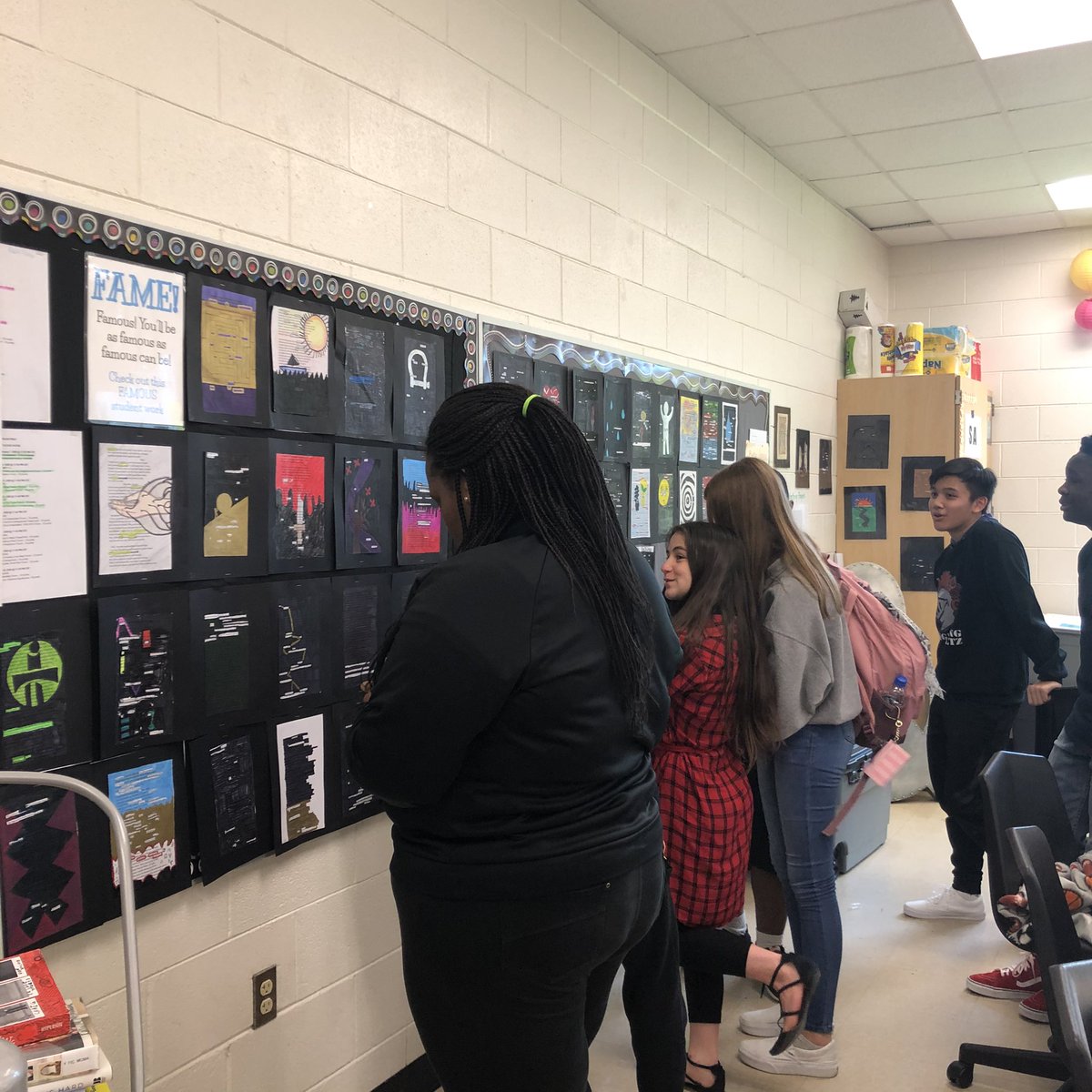 ESmileyELA's tweet photo. ‘Twas a great day for English at MSAE! Caught seniors reading and loved watching students votes on their favorite blackout poems 🤩 #readersareleaders #creativewriting @msaeastknights https://t.co/vs8NFGXY1G