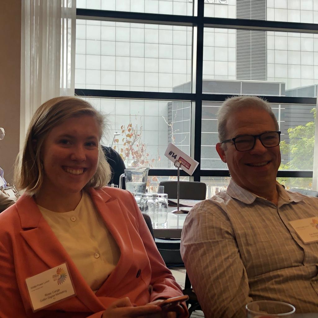 annacolibri's tweet photo. Super #digitalmarketing intern @rcarges and @DanPBodner of #tinyhome producer enjoying the @GGBA #diversitypanel. Thanks, Rose and Dan for helping make #PowerLunch2020 a success ❤ https://t.co/LP7CpYl26o
