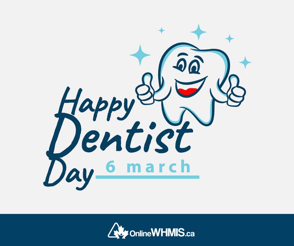 onlinewhmis's tweet photo. Happy National Dentist's Day!! Please ensure to check your nitrous tanks for leaks as long term exposure c...
#happydentistsday #dentists #onlinewhmis #whmis #safetyfirst #labels #canada #english #french #ghs #training #whmistraining #whmistrainer #whmisinstructor #safeworkplace https://t.co/rMWWNtXXPL