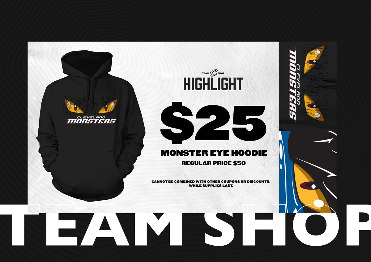 CavsTeamShop's tweet photo. Score tonight's @MonstersHockey #TeamShopHighlight while supplies last! https://t.co/z10y6fW3zJ