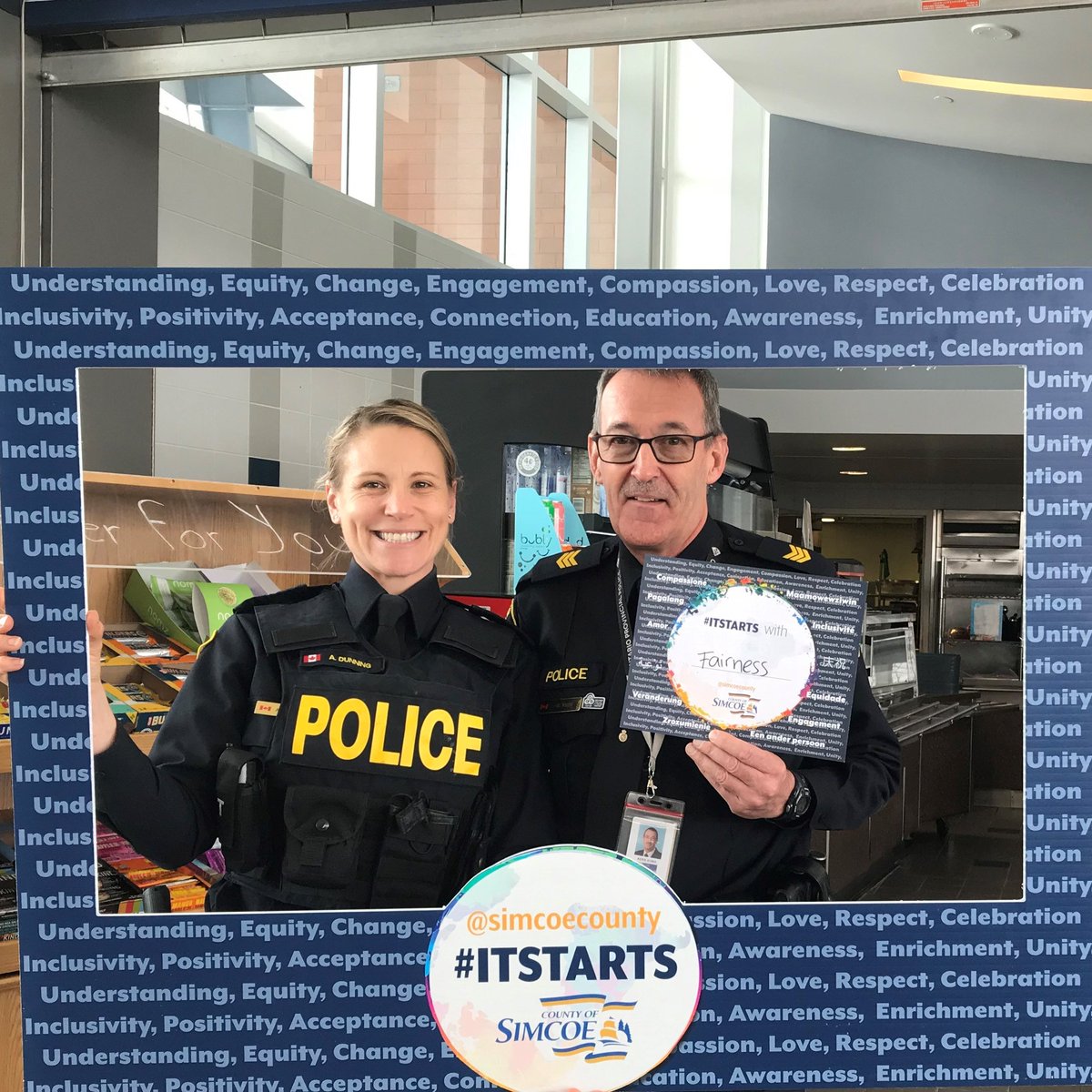 OPP_CR's tweet photo. #ITSTARTS with... Inclusion! Today, #OPP members had the opportunity to participate in a photo booth, where they were asked, “what word do you think about when it comes to eliminating racism and discrimination?” #LocalImmigrationPartnership https://t.co/OV7XkG1SYh