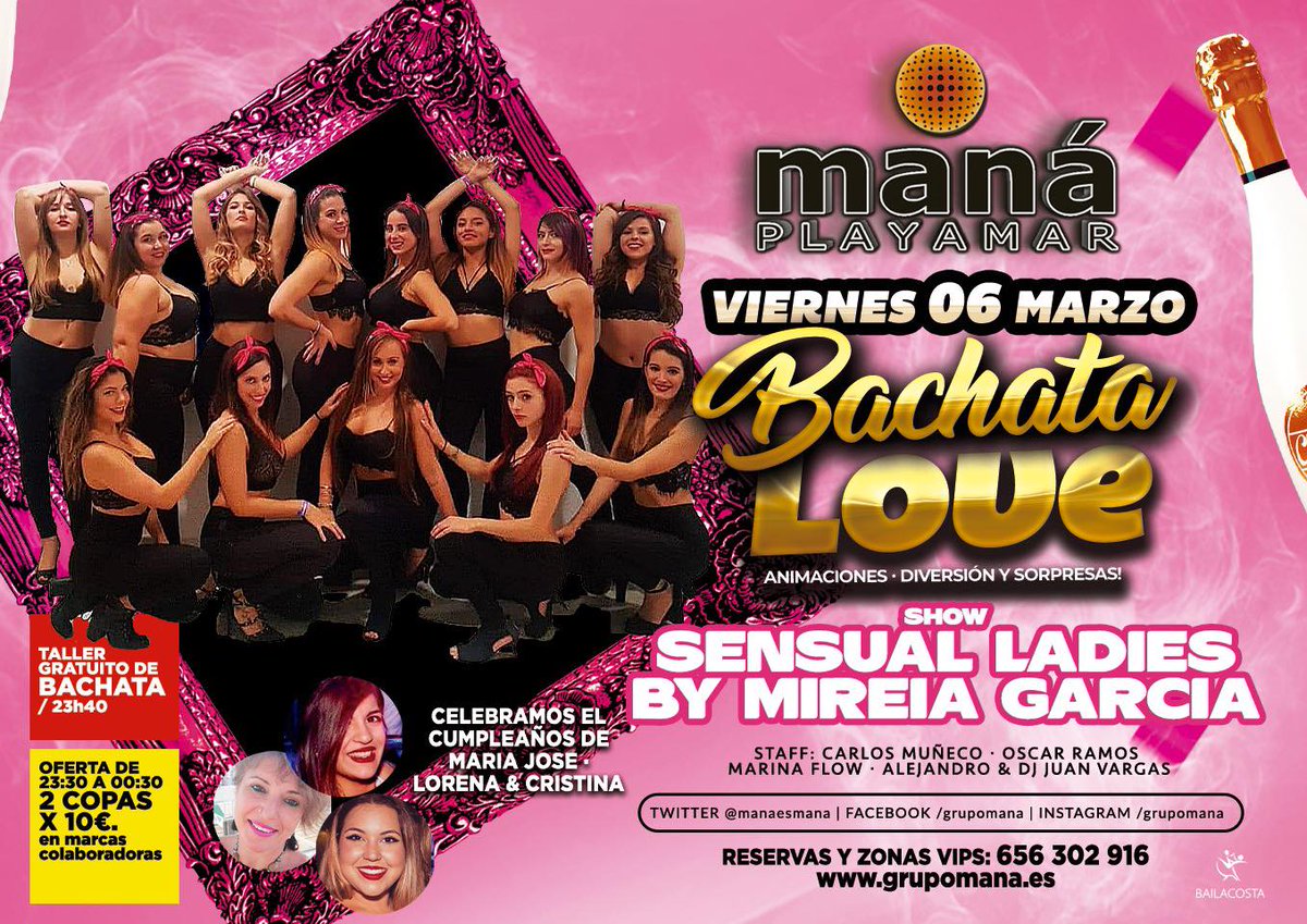 manaesmana's tweet photo. Ya estamos viviendo la noche del viernes a todo ritmo.
#BACHATA LOVE en Maná Playamar.

Te gusta bailar?
#salsa #latinmusic #siempremaná https://t.co/CYmokjMvpH