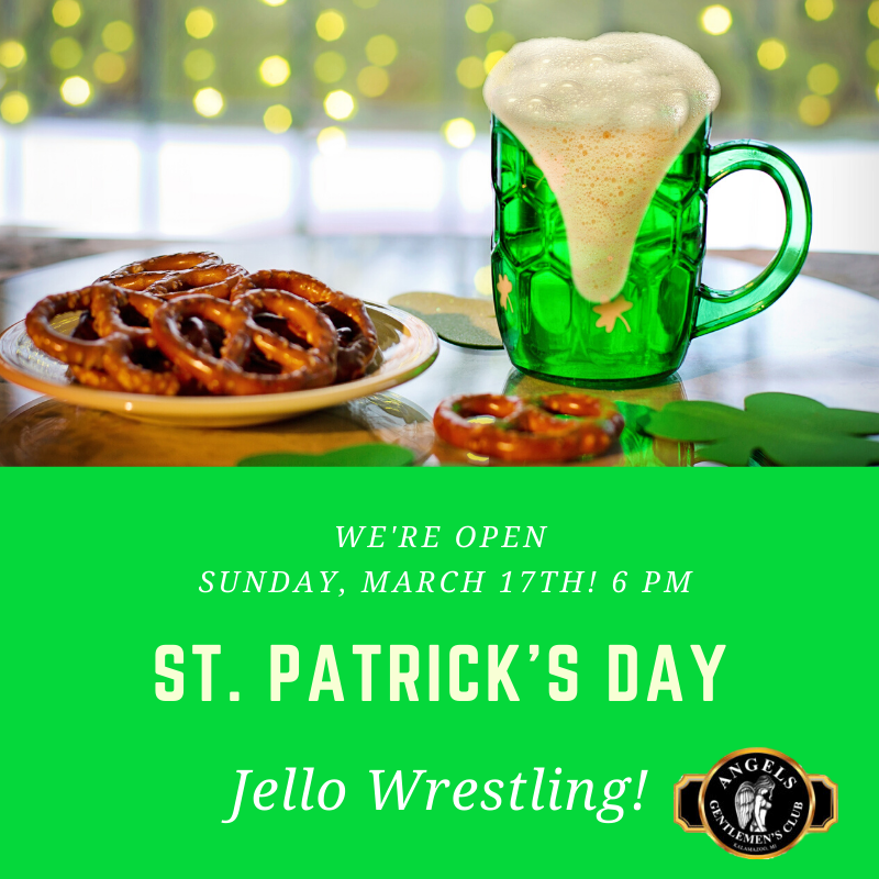 Angels_Kzoo's tweet photo. Come join us St. Patrick's Day from 6pm to 2am for green beer, green shots and Jello Wrestling.

#kzooangels #AngelsKzoo #angelsgentlemenclub #GentlemenClub #angels #adultentertainment #dancers #lapdance #jellowrestling #greenbeer #celebration 

https://t.co/rgWZnprr4N https://t.co/5h23va6fO4