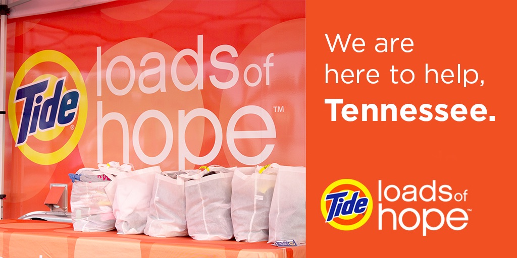 tide's tweet photo. Tide Loads of Hope is here to help.  We’ll wash your clothes for free from 9am-5pm at Kroger in Nashville, TN (800 Monroe Street Nashville, TN 37208). https://t.co/QLEqDlUuK6