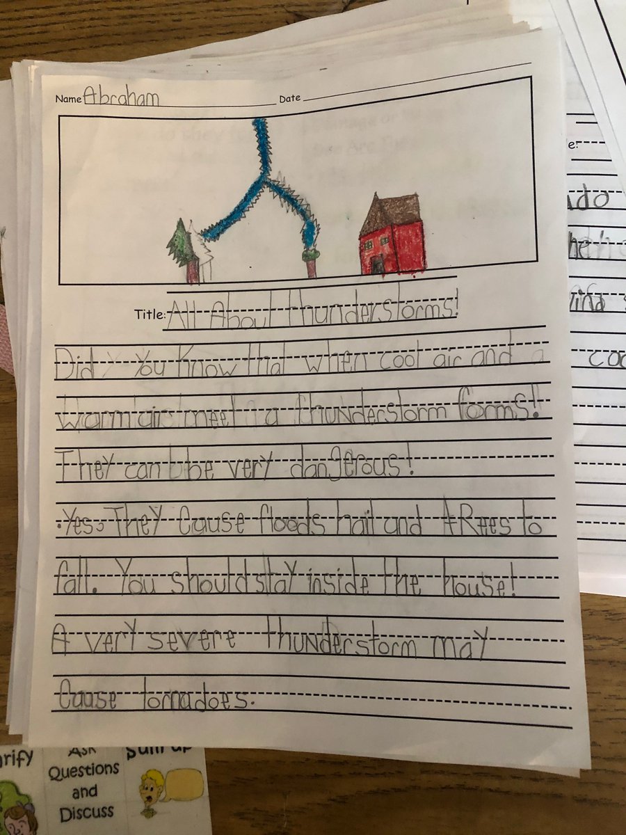 My first graders researched extreme weather! I have never been more proud of my students. Rough draft, not even final copy!!!!! 
<a href="/esmee_01gro/">✴EsmeraldaGuerrero🌟</a> <a href="/RodLarrotta/">Rodney Larrotta</a> <a href="/SandiHarrison22/">Sandi Price Harrison</a> @crichlady <a href="/blendcherokee/">cherokeeblendED</a> <a href="/lauracasey3/">Laura Casey</a> <a href="/CherokeeSchools/">Cherokee Co. Schools</a>